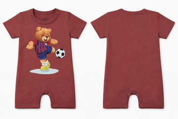 Short Sleeve Romper Apple Butter Football Bear DTF
