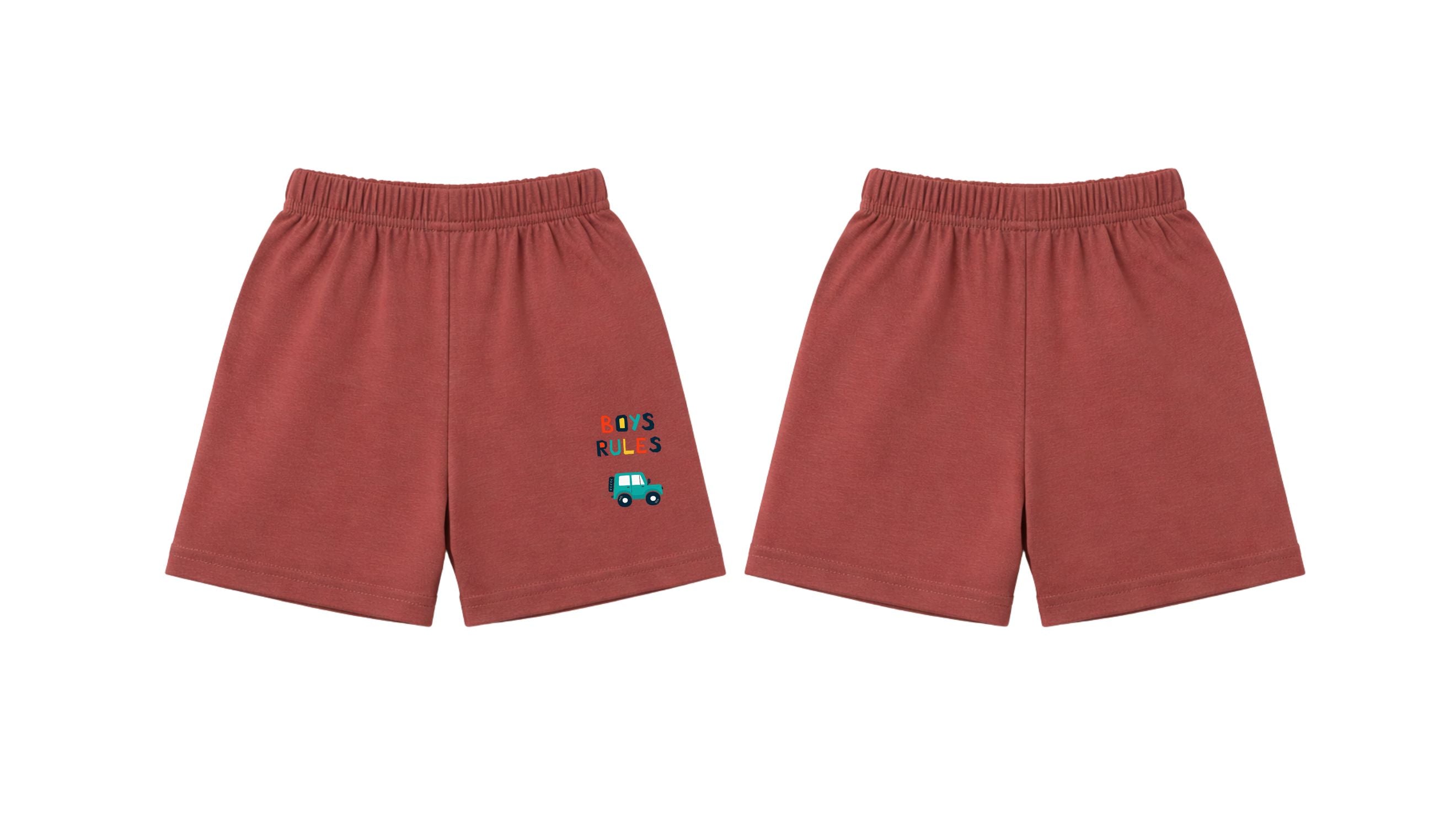 Shorts: Premium Cotton-Blend "Boys Rules" Maroon Daily Casual Wear