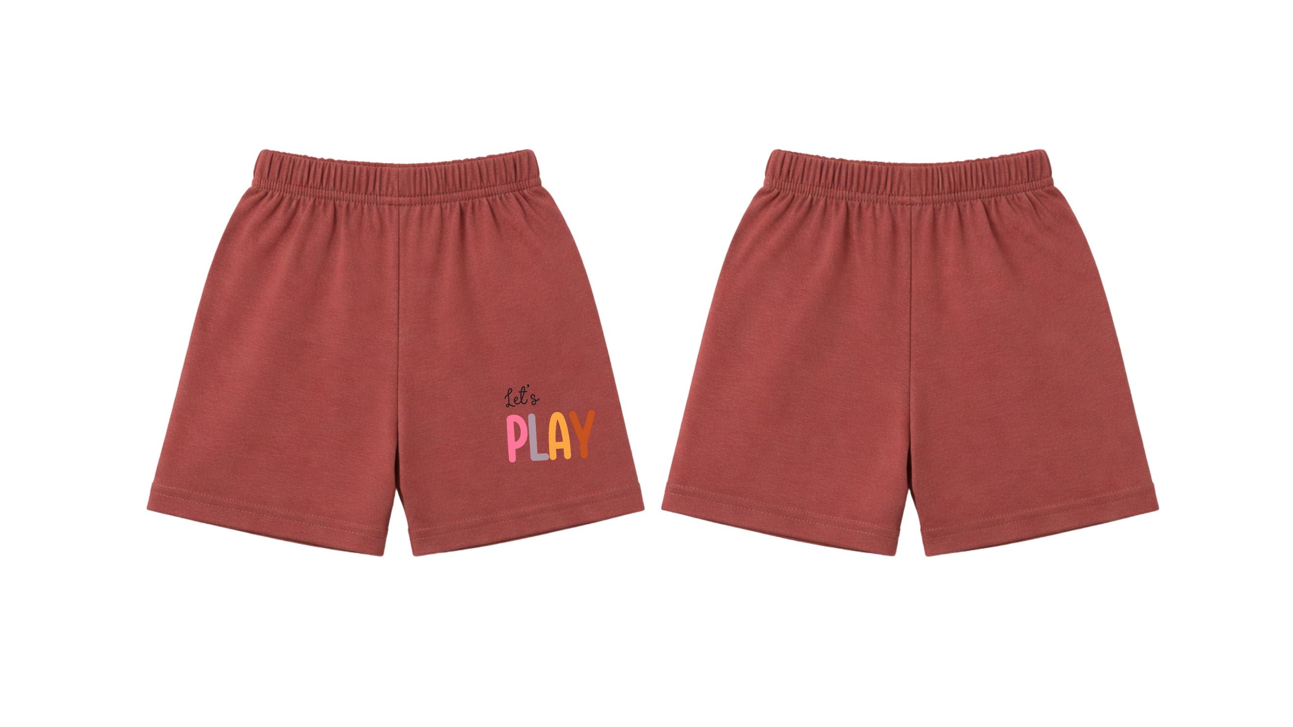 Shorts: Premium Cotton-Blend "Lets Play" Maroon Daily Casual Wear