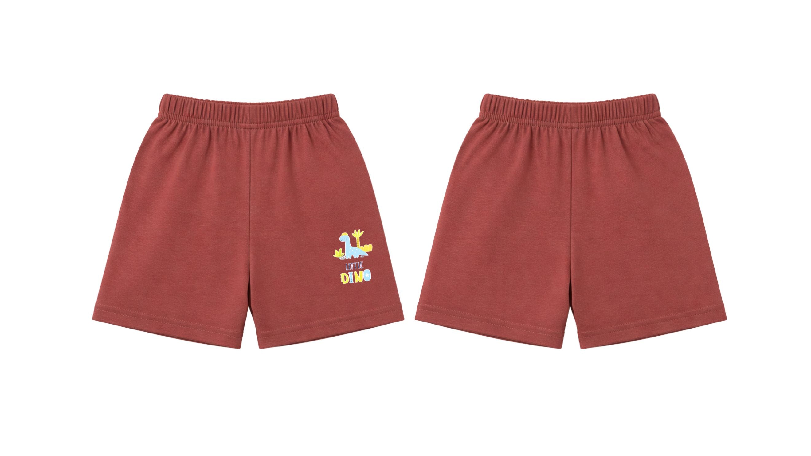 Shorts: Premium Cotton-Blend "Little Dino" Maroon Daily Casual Wear