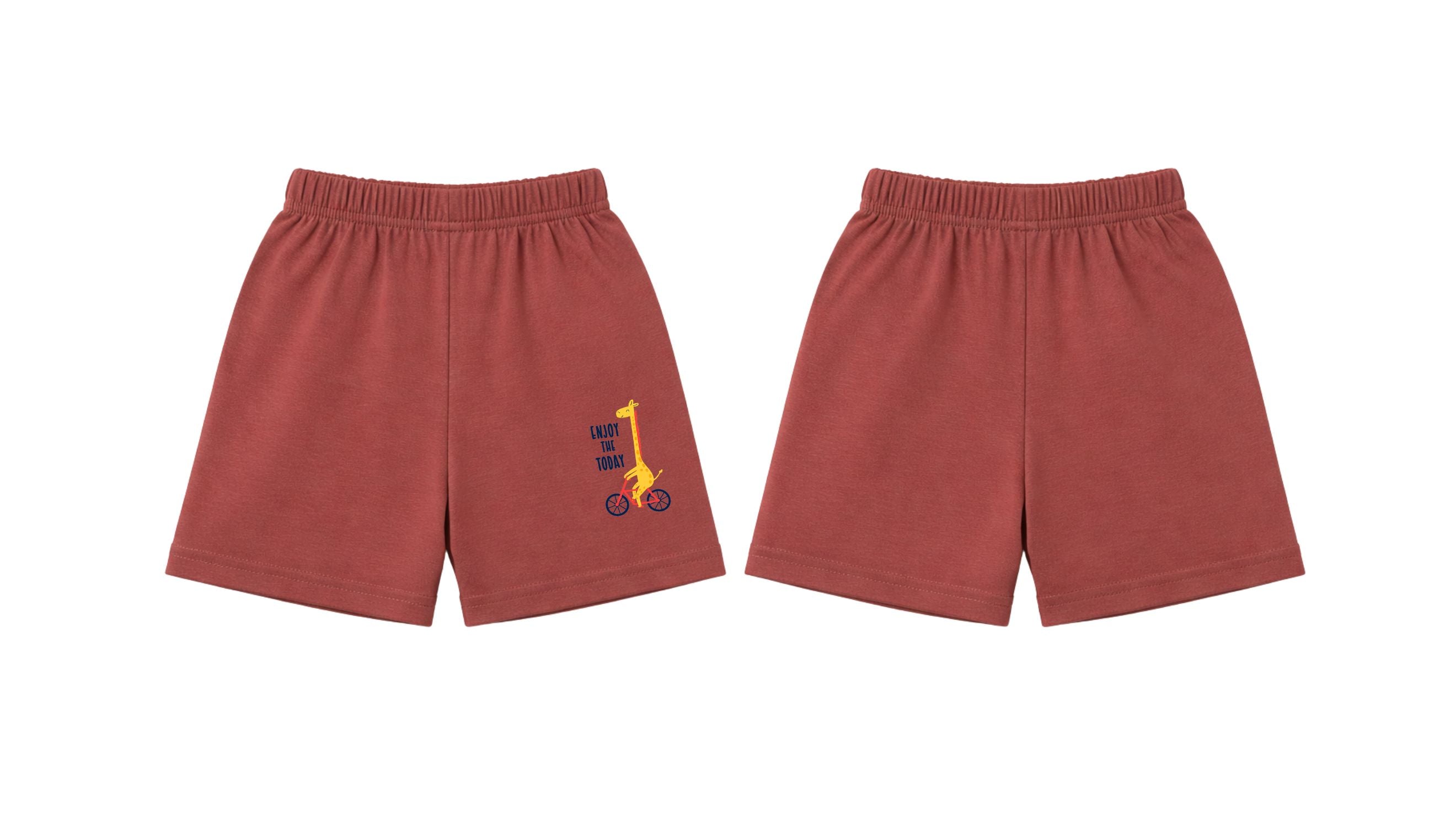 Shorts: Premium Cotton-Blend "Enjoy the Today" Maroon Daily Casual Wear
