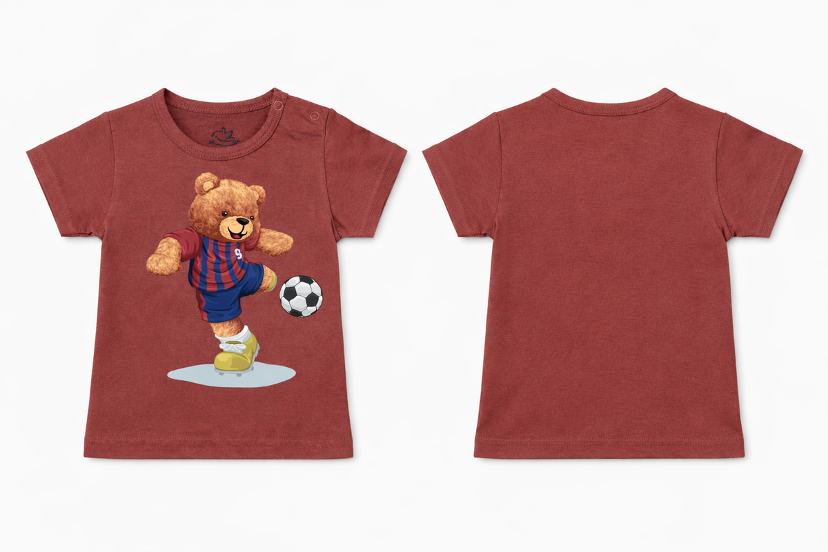 Short Sleeve T-Shirt Apple Butter Football Bear DTF