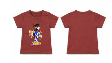 Short-Sleeve T-Shirt: Premium Cotton-Blend "Sonic Crew" Maroon Daily Casual Wear