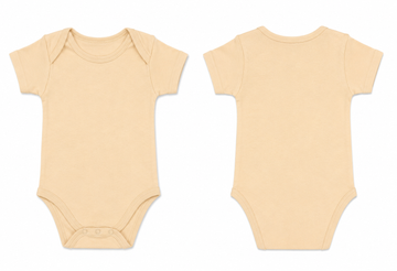 Short-Sleeve Bodysuit: Premium Cotton-Blend "Solid" Beige Daily Casual Wear