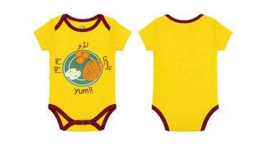 Short-Sleeve Bodysuit: Premium Cotton-Blend "Jalebi" Yellow Daily Casual Wear