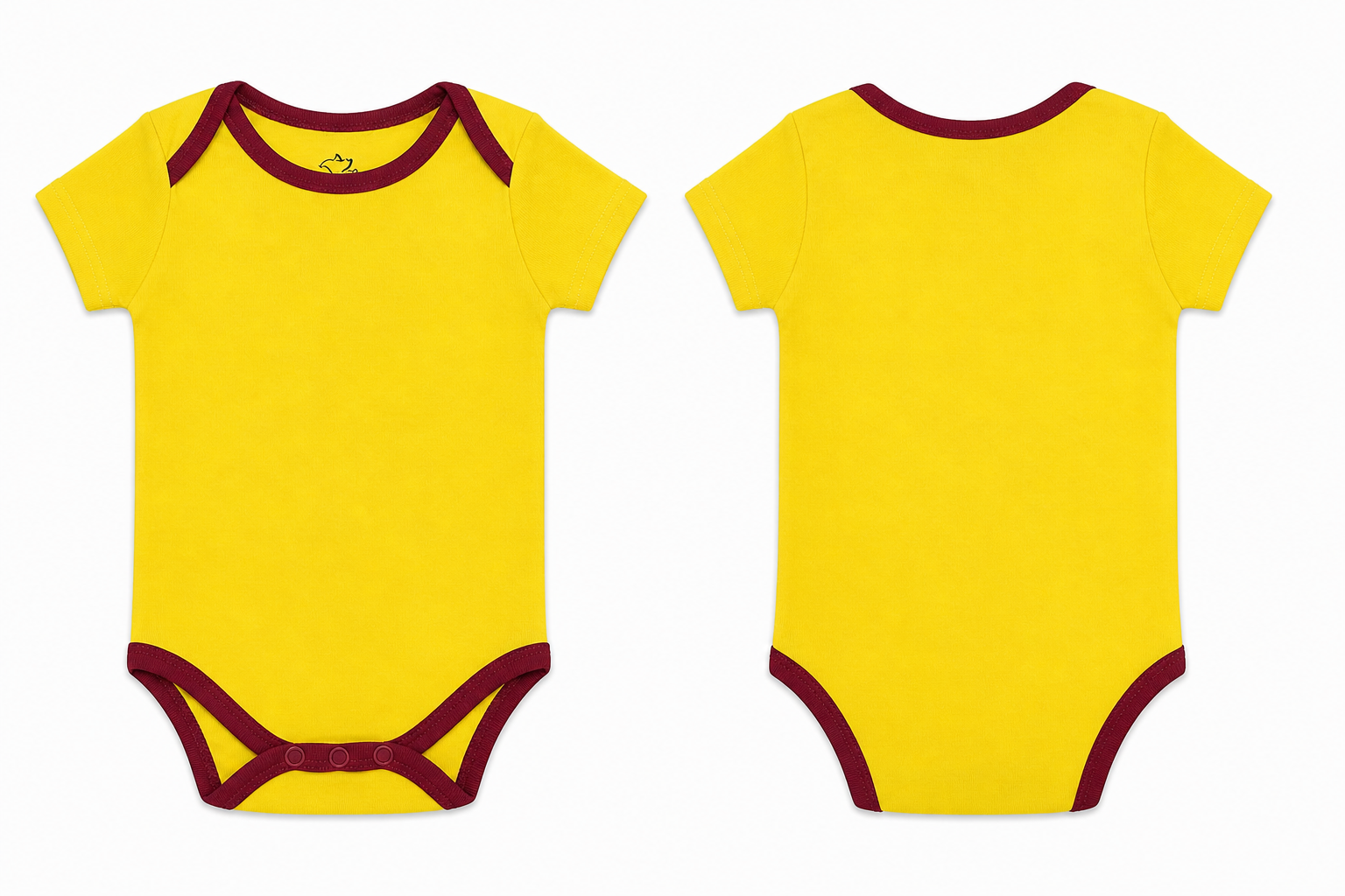 Short-Sleeve Bodysuit: Premium Cotton-Blend "Solid" Yellow Daily Casual Wear