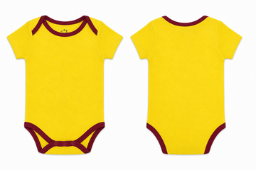 Short-Sleeve Bodysuit: Premium Cotton-Blend "Solid" Yellow Daily Casual Wear