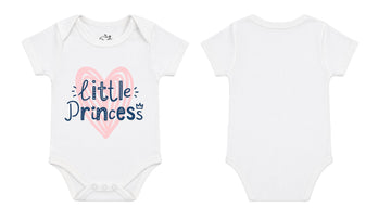 Short-Sleeve Bodysuit: Premium Cotton-Blend "Little Princess" White Daily Casual Wear