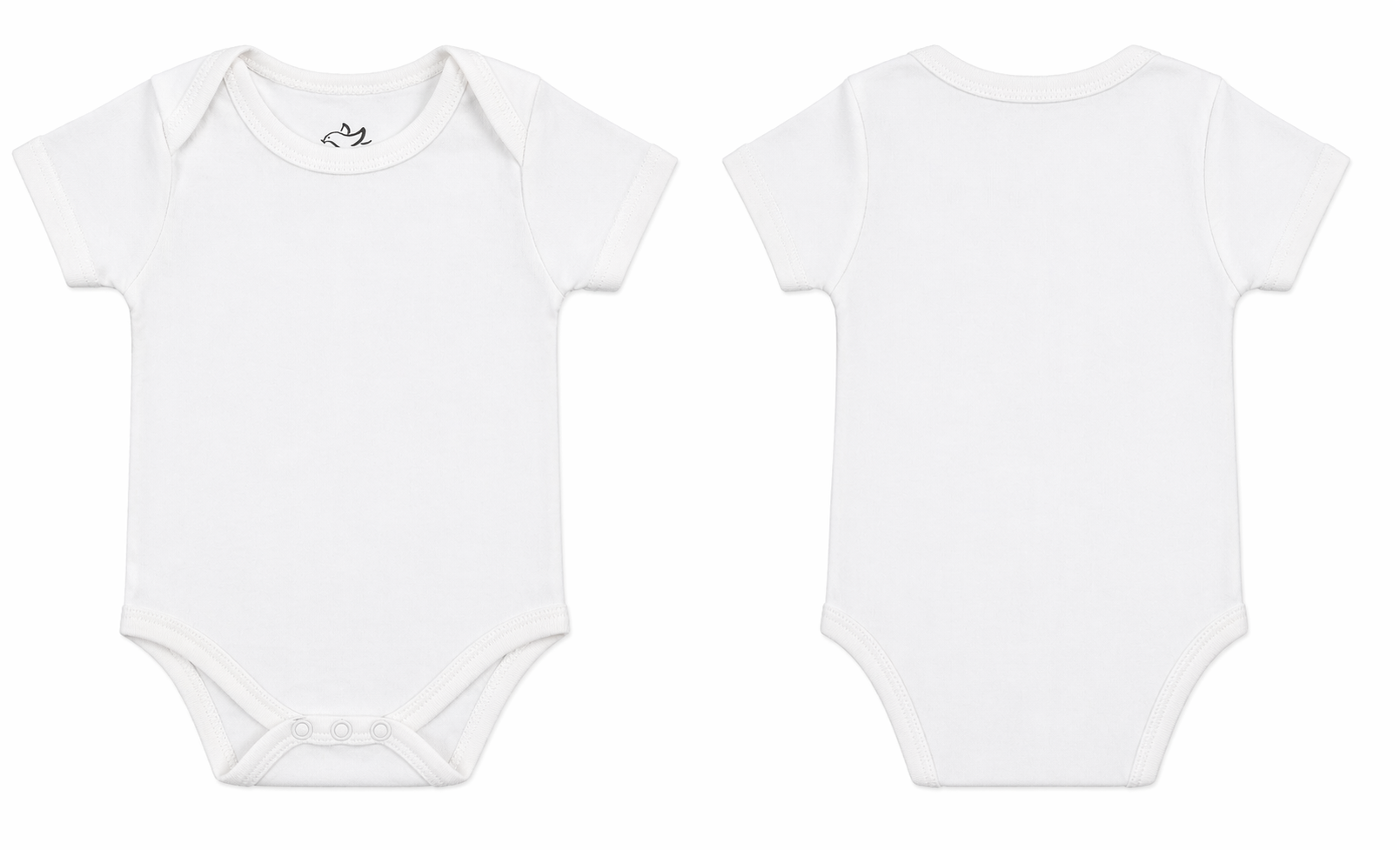 Short-Sleeve Bodysuit: Premium Cotton-Blend "Solid" White Daily Casual Wear