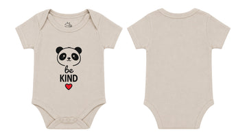 Short-Sleeve Bodysuit: Premium Cotton-Blend "Be Kind" Beige Daily Casual Wear