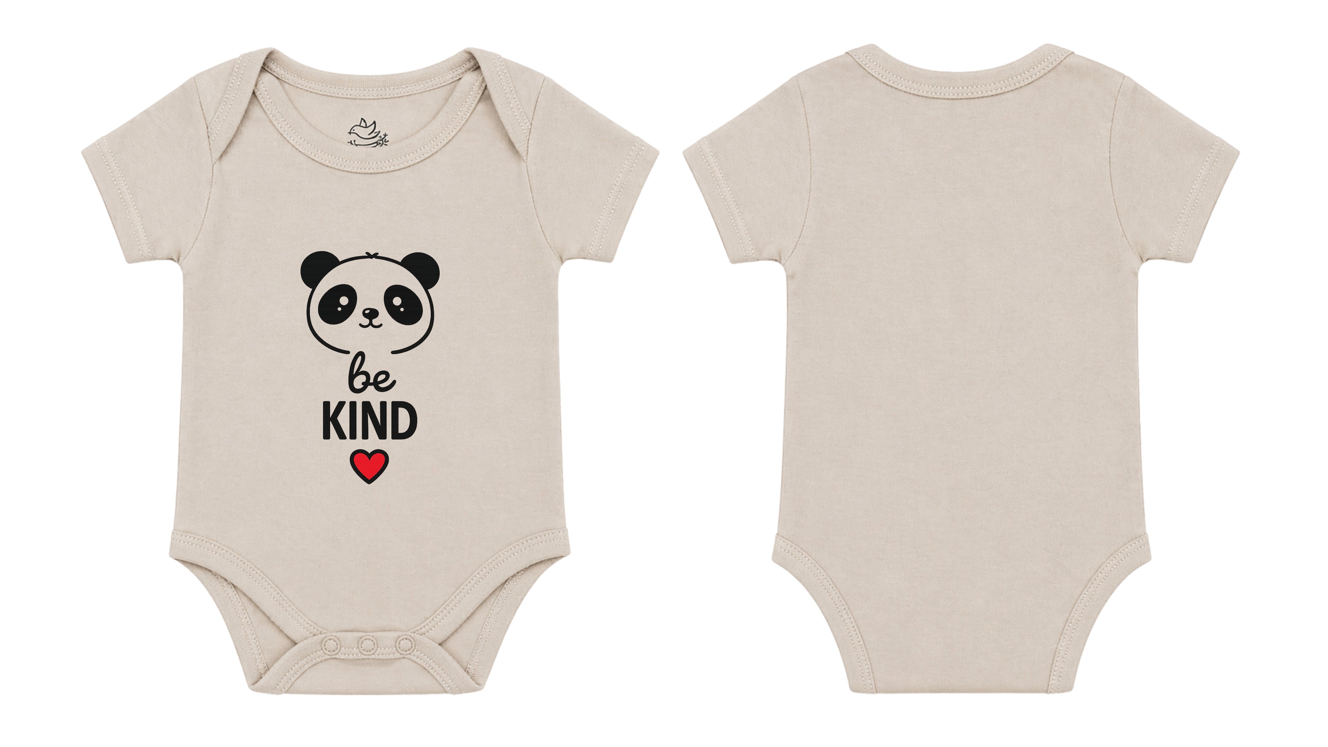 Short-Sleeve Bodysuit: Premium Cotton-Blend "Be Kind" Beige Daily Casual Wear