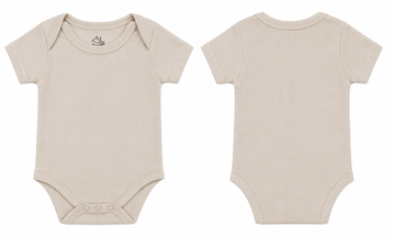 Short-Sleeve Bodysuit: Premium Cotton-Blend "Solid" Beige Daily Casual Wear