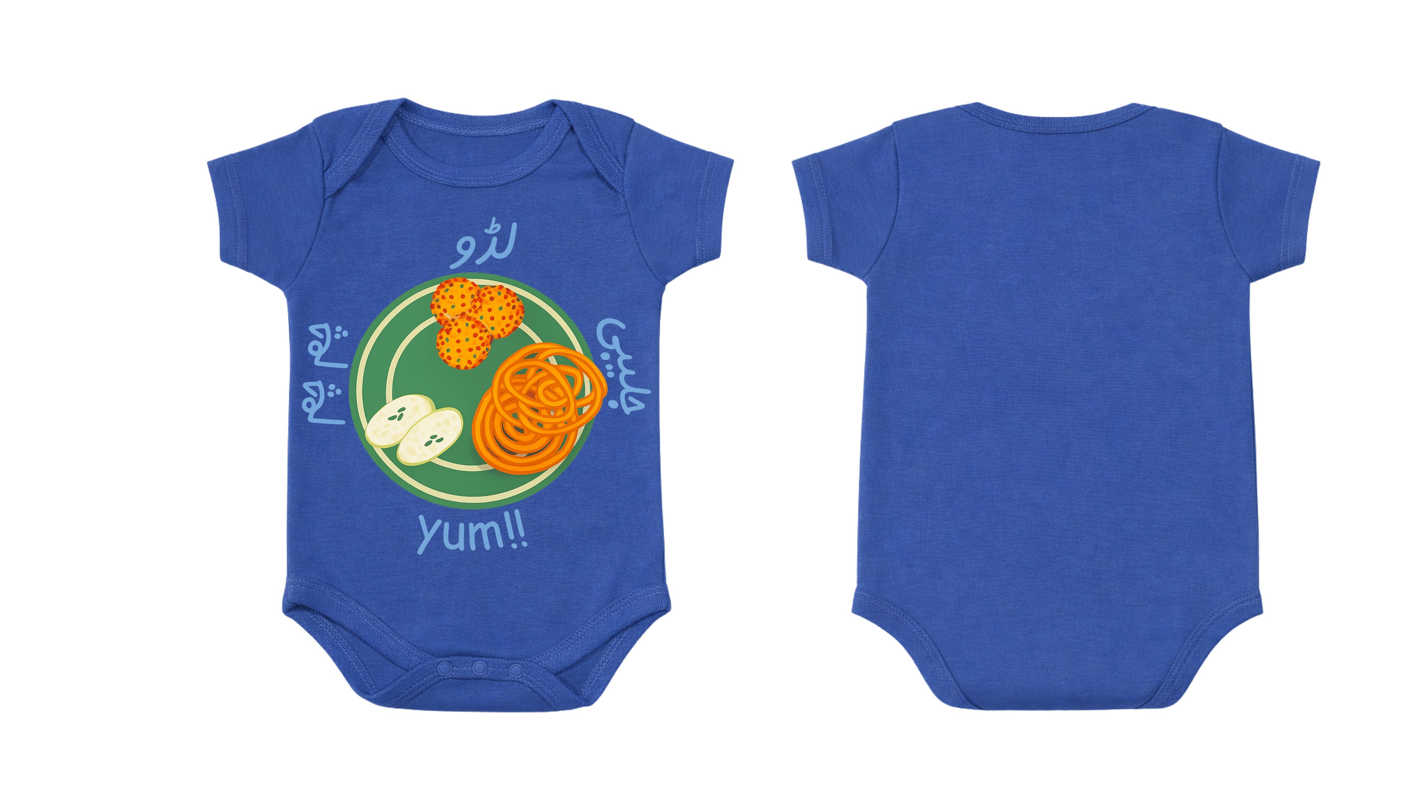 Short-Sleeve Bodysuit: Premium Cotton-Blend "Ladoo" Blue Daily Casual Wear