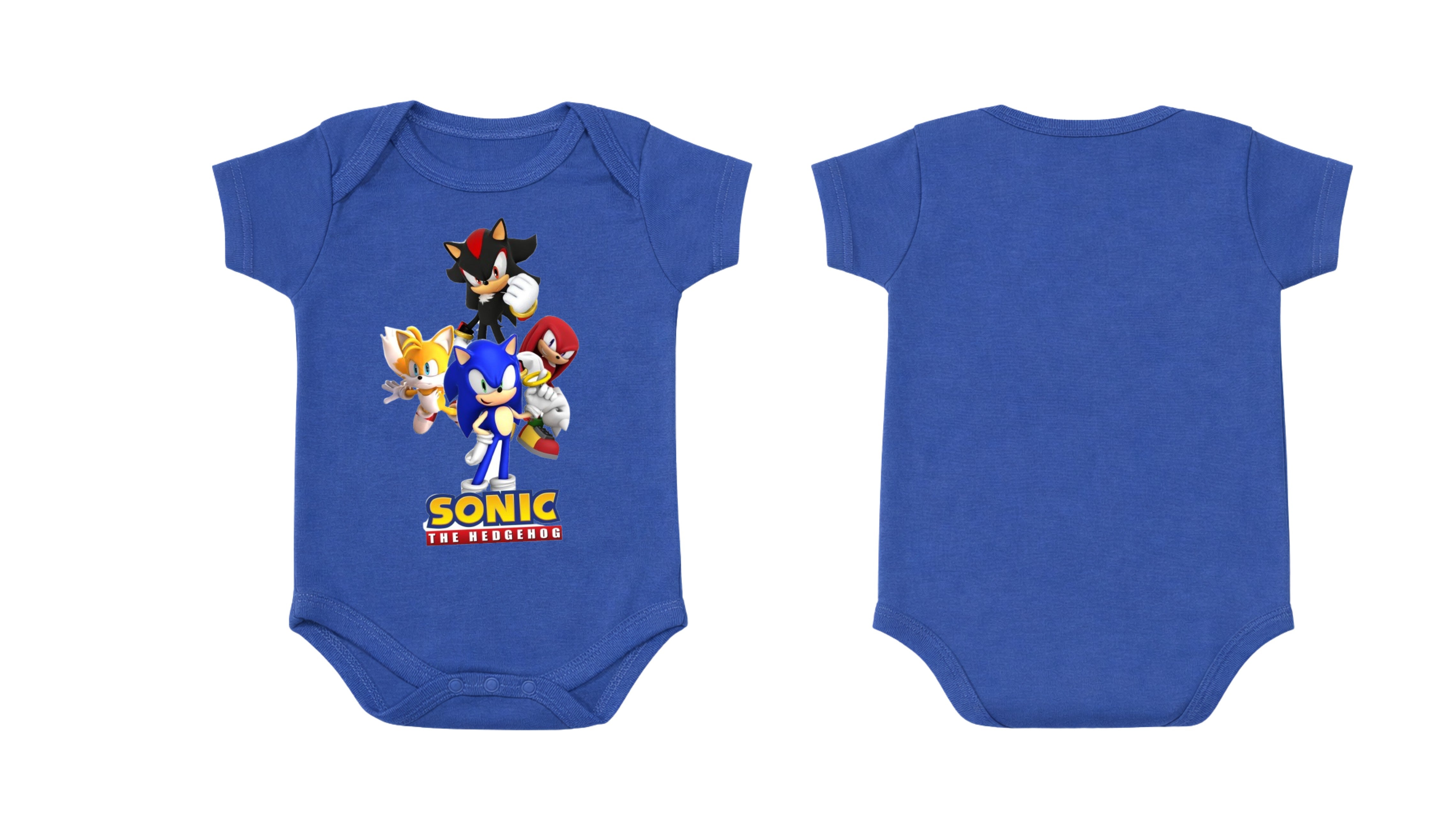 Short-Sleeve Bodysuit: Premium Cotton-Blend "Sonic Crew" Blue Daily Casual Wear