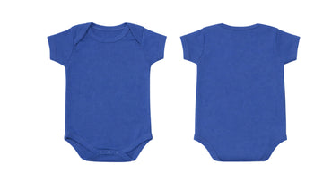 Short-Sleeve Bodysuit: Premium Cotton-Blend "Solid" Blue Daily Casual Wear