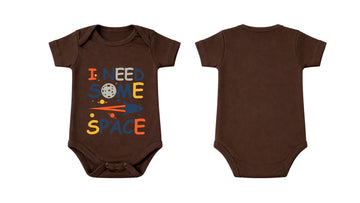 Short-Sleeve Bodysuit: Premium Cotton-Blend "Space" Brown Daily Casual Wear