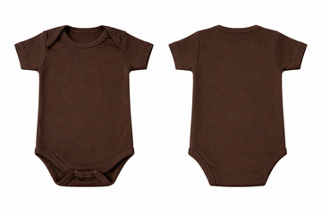 Short-Sleeve Bodysuit: Premium Cotton-Blend "Solid" Brown Daily Casual Wear