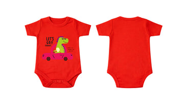 Short-Sleeve Bodysuit: Premium Cotton-Blend "Lets GO" Red Daily Casual Wear