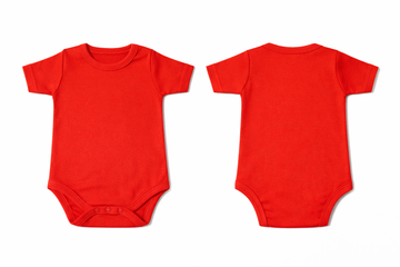 Short-Sleeve Bodysuit: Premium Cotton-Blend "Solid" Red Daily Casual Wear
