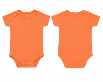Short-Sleeve Bodysuit: Premium Cotton-Blend "Solid" Orange Daily Casual Wear
