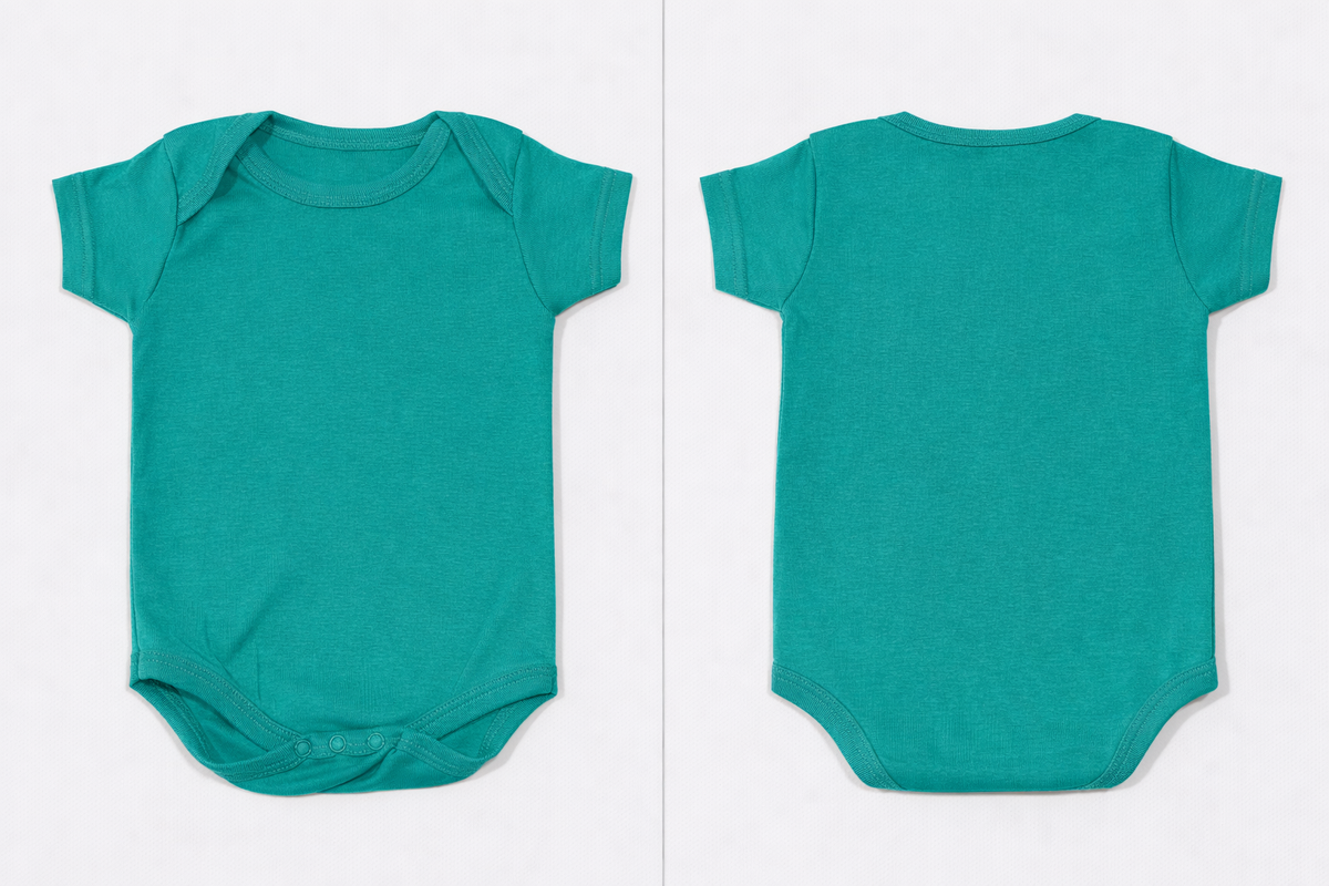 Short-Sleeve Bodysuit: Premium Cotton-Blend "Solid" Teal Daily Casual Wear
