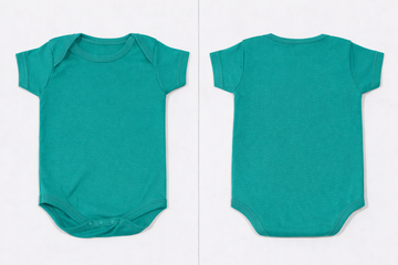 Short-Sleeve Bodysuit: Premium Cotton-Blend "Solid" Teal Daily Casual Wear