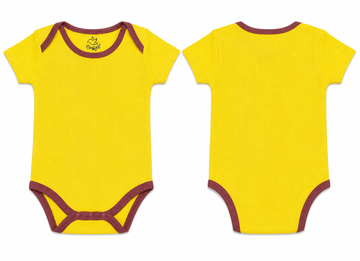 Short-Sleeve Bodysuit: Premium Cotton-Blend "Solid" Yellow Daily Casual Wear