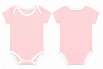 Short-Sleeve Bodysuit: Premium Cotton-Blend "Solid" Pink Daily Casual Wear