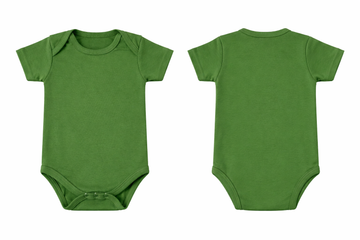 Short-Sleeve Bodysuit: Premium Cotton-Blend "Solid" Green Daily Casual Wear