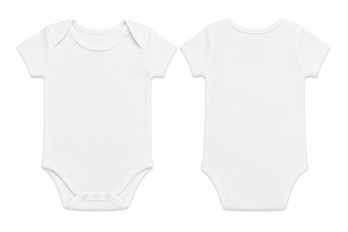 Short-Sleeve Bodysuit: Premium Cotton-Blend "Solid" White Daily Casual Wear