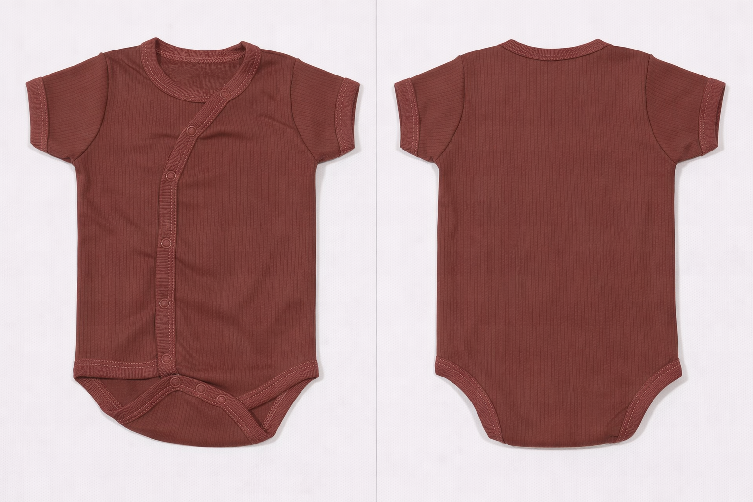 Wrap Short-Sleeve Bodysuit: Premium Cotton-Blend "Solid" Maroon Daily Casual Wear