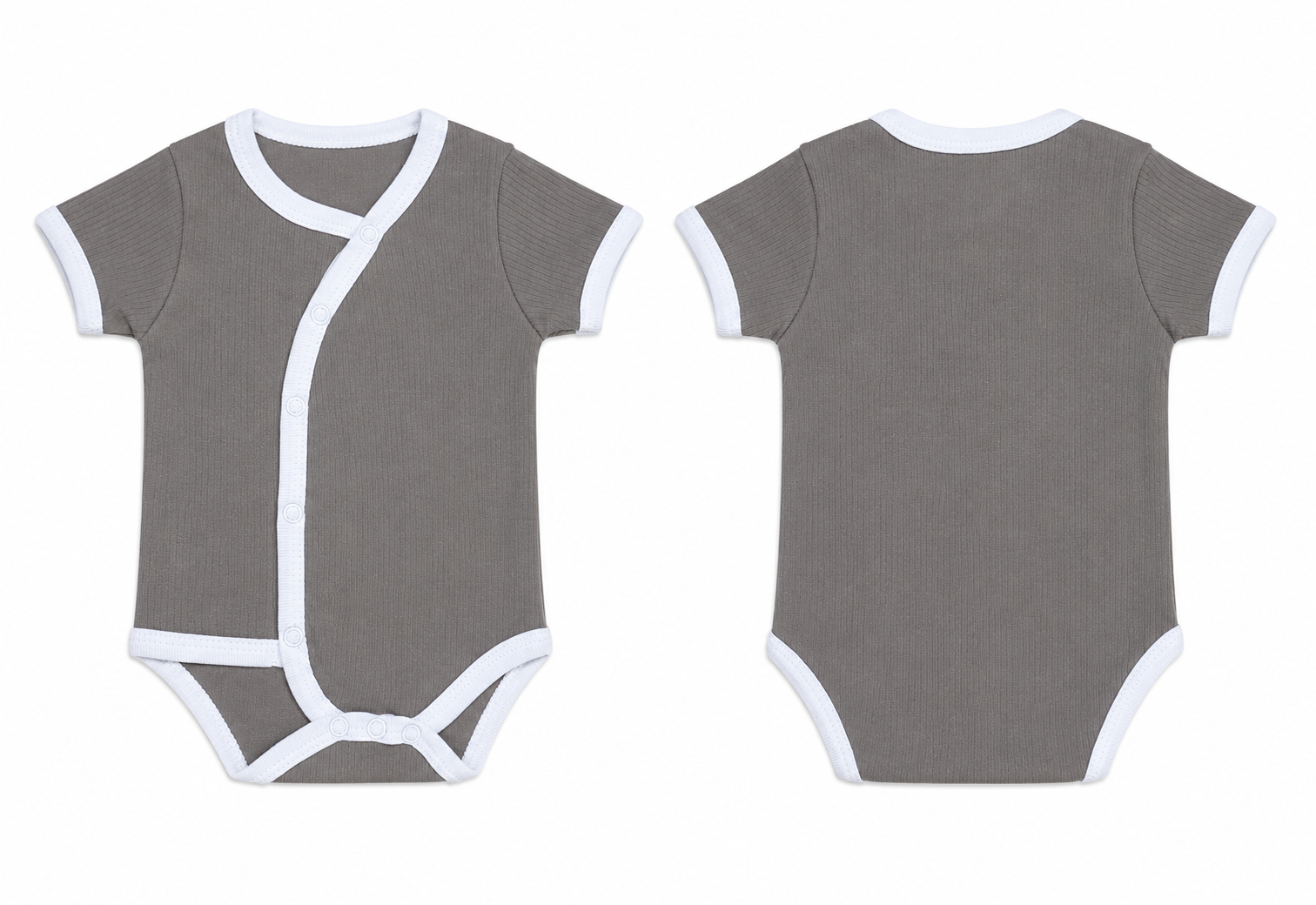 Wrap Short-Sleeve Bodysuit: Premium Cotton-Blend "Solid" Grey Casual Essentials
