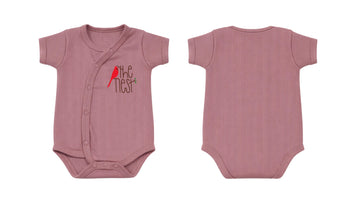 Wrap Short-Sleeve Bodysuit: Premium Cotton-Blend "The Nest" Mauve Daily Casual Wear