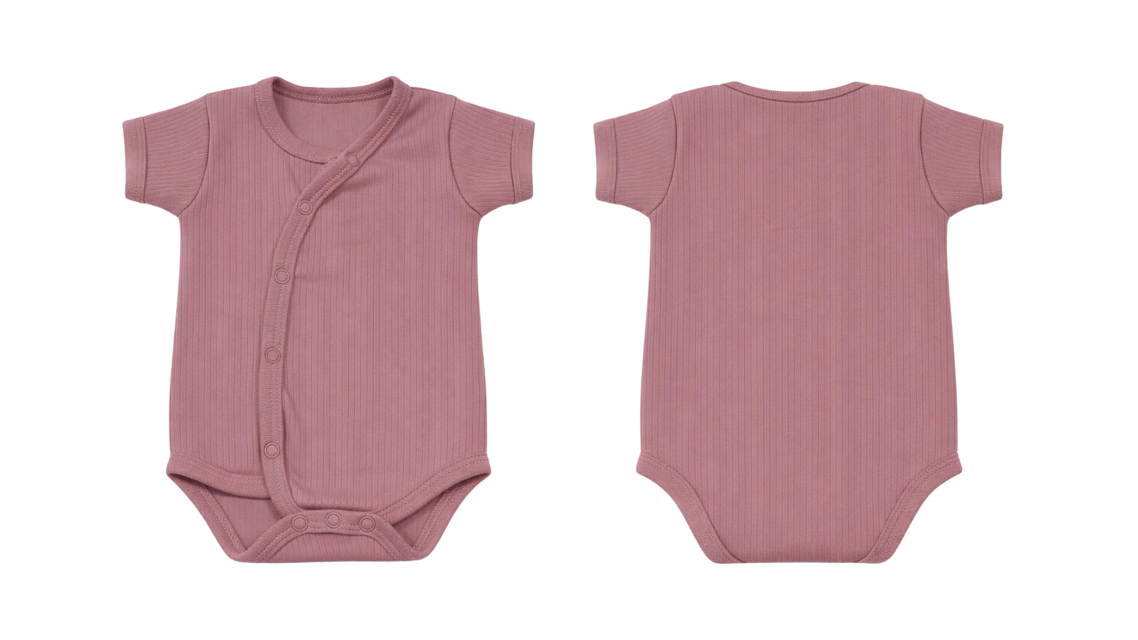 Wrap Short-Sleeve Bodysuit: Premium Cotton-Blend "Solid" Mauve Daily Casual Wear