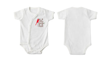 Wrap Short-Sleeve Bodysuit: Premium Cotton-Blend "The Nest" White Daily Casual Wear