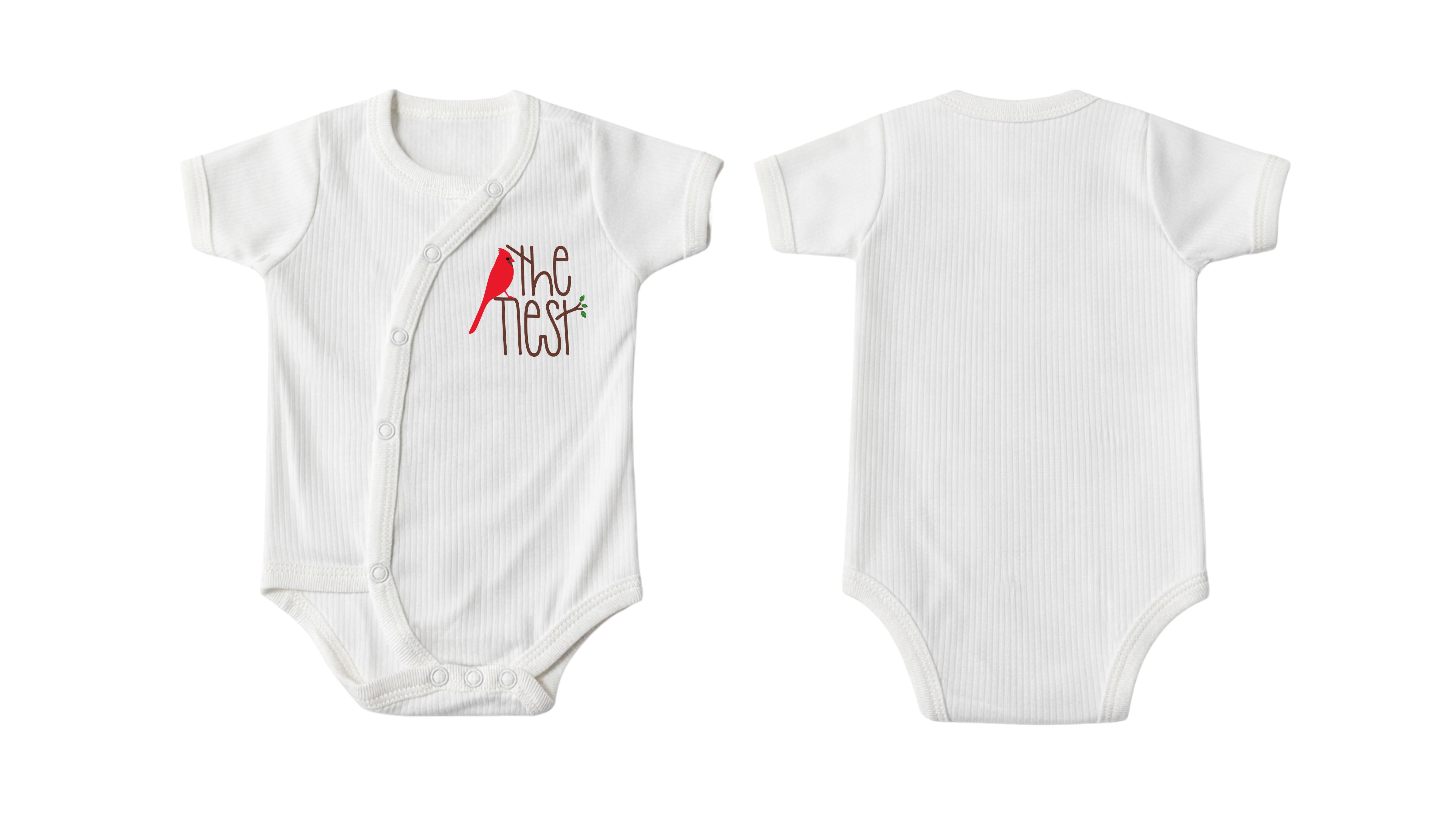 Wrap Short-Sleeve Bodysuit: Premium Cotton-Blend "The Nest" White Daily Casual Wear
