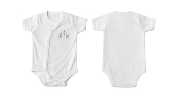 Wrap Short-Sleeve Bodysuit: Premium Cotton-Blend "Home" White Daily Casual Wear