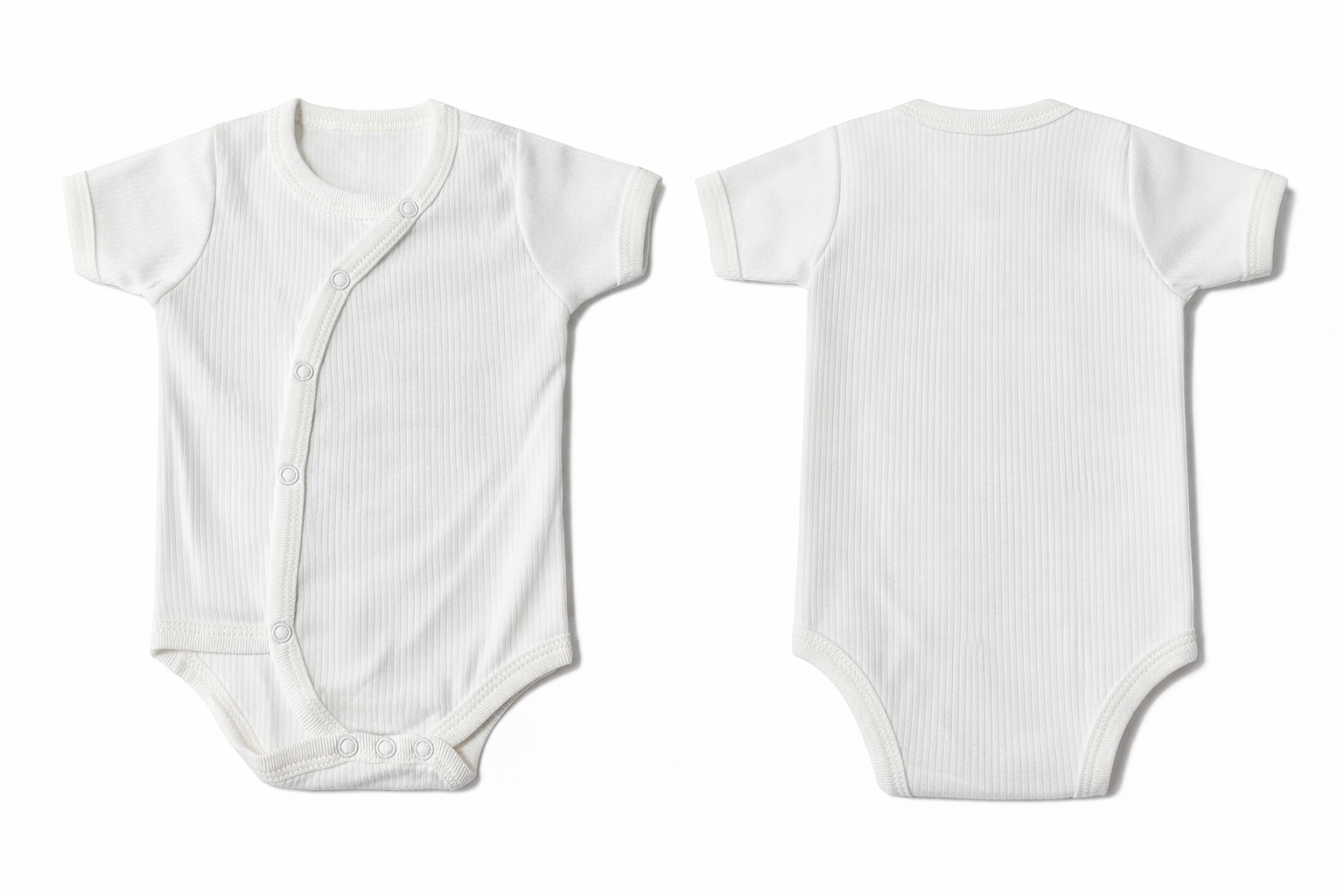 Wrap Short-Sleeve Bodysuit: Premium Cotton-Blend "Solid" White Casual Essentials