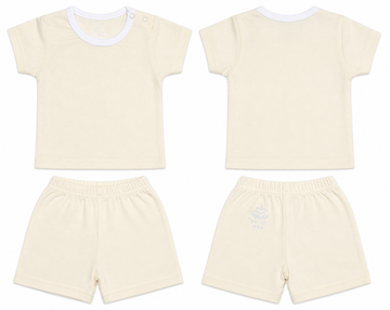 T-Shirt + Shorts Set: Premium Cotton-Blend "Solid" Off-White Casual Essentials