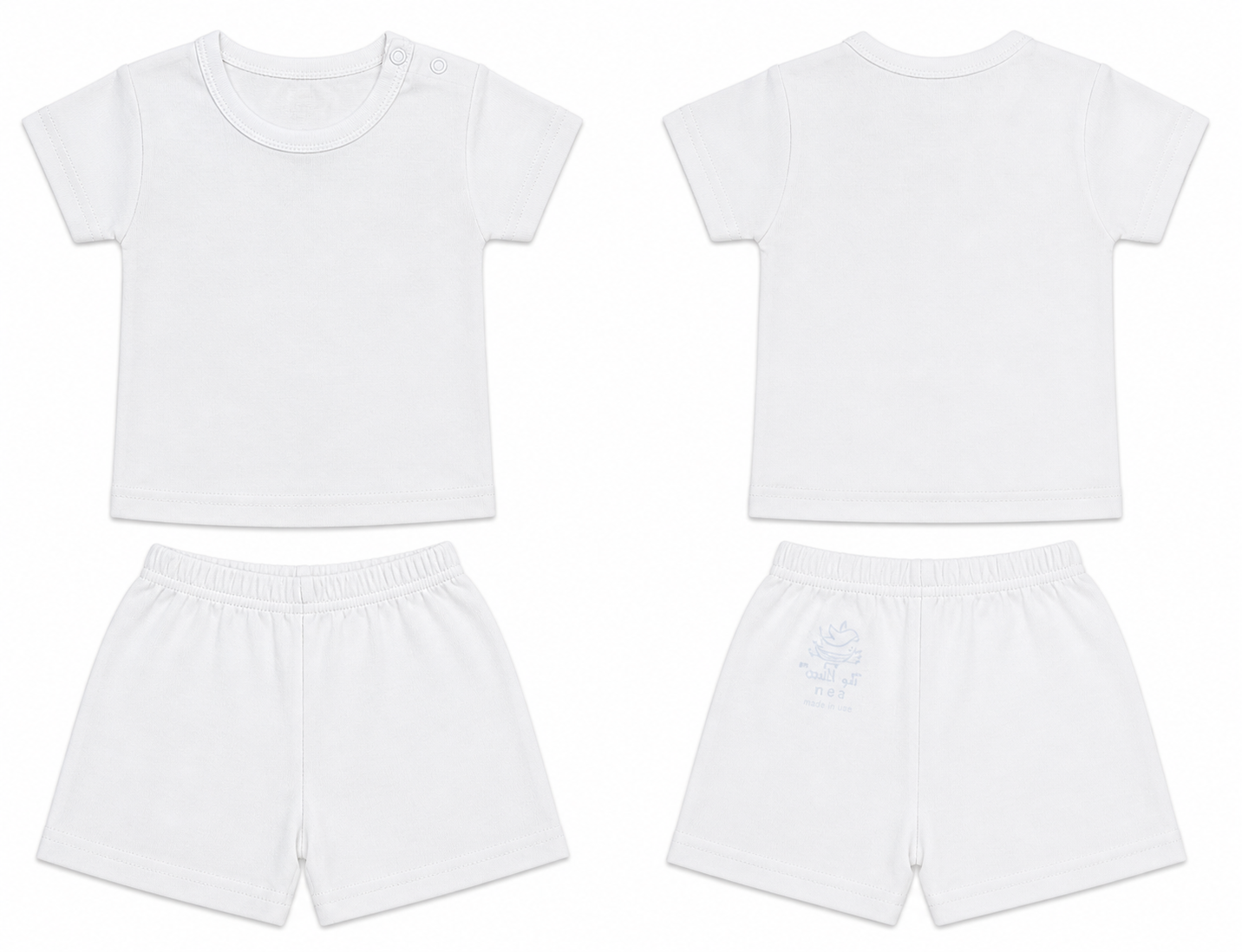 T-Shirt + Shorts Set: Premium Cotton-Blend "Solid" White Casual Essentials