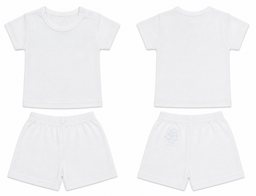 T-Shirt + Shorts Set: Premium Cotton-Blend "Solid" White Casual Essentials