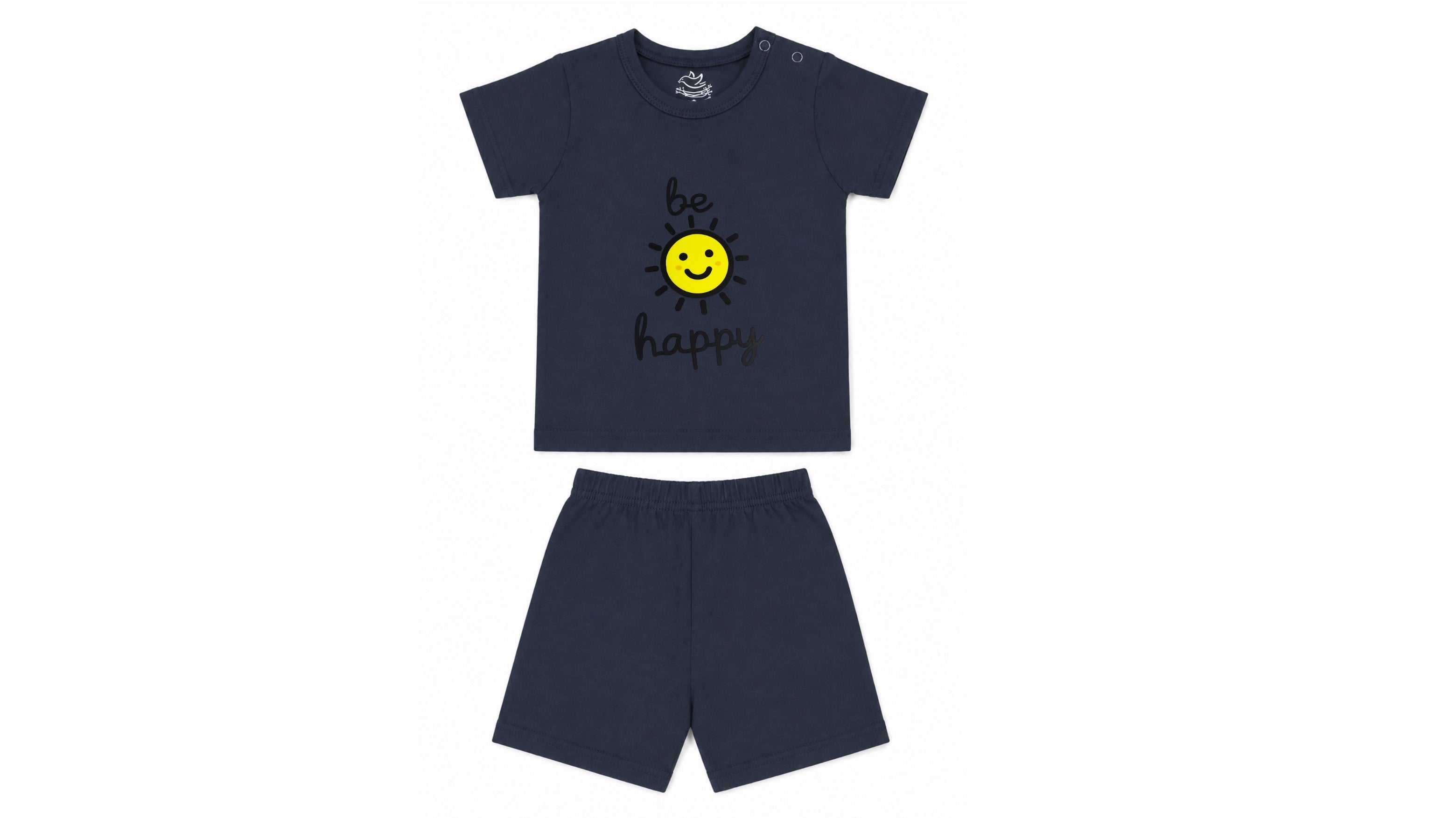 Baby's Navy T-Shirt & Shorts Set (Be Happy)
