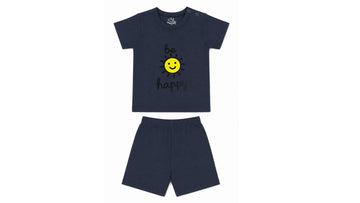 Baby's Navy T-Shirt & Shorts Set (Be Happy)