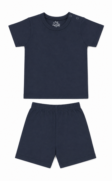 Baby's Navy T-Shirt & Shorts Set (SOLID)