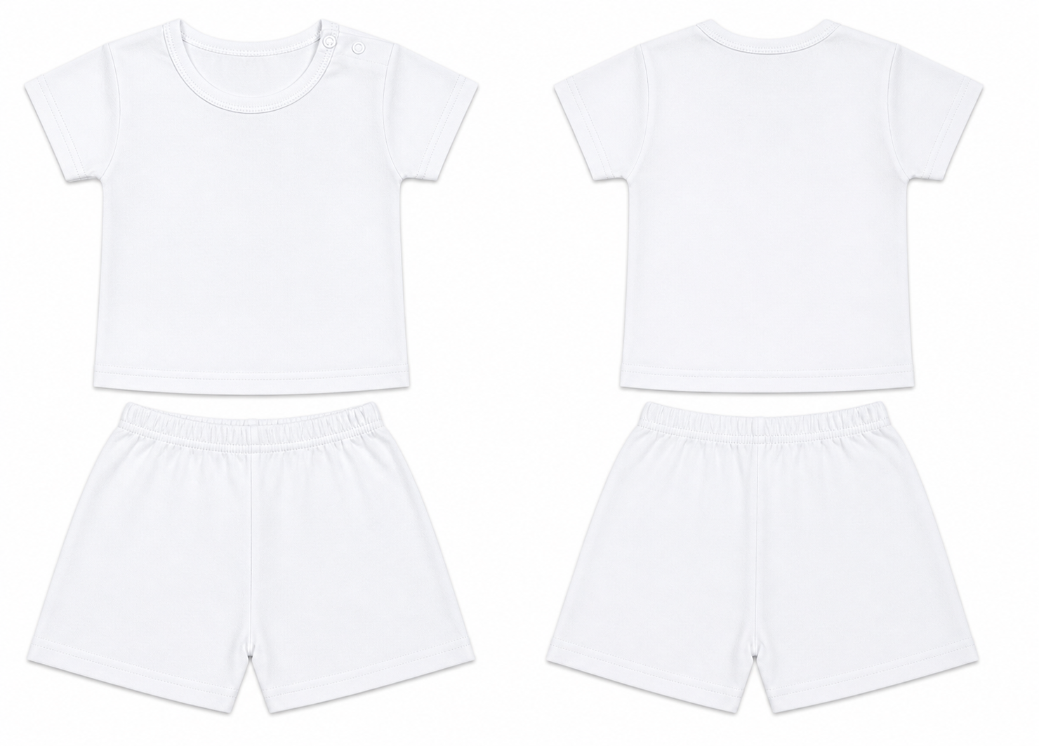 T-Shirt + Shorts Set: Premium Cotton-Blend "Solid" White Casual Essentials