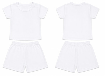T-Shirt + Shorts Set: Premium Cotton-Blend "Solid" White Casual Essentials