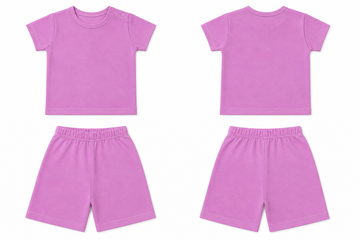 T-Shirt + Shorts Set: Premium Cotton-Blend "Solid" Pink Casual Essentials