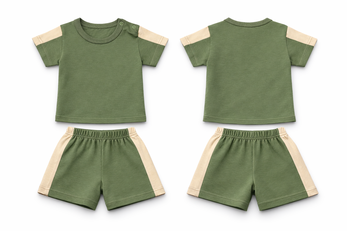 T-Shirt & Shorts Set Olive Green