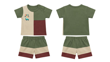 T-Shirt + Shorts Set: Premium Cotton-Blend "Boys Rules" Multi-Color Daily Casual Wear