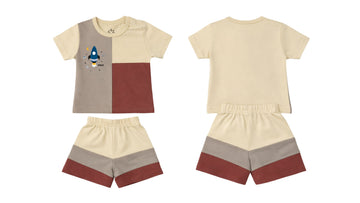 T-Shirt + Shorts Set: Premium "Space Plane" Multicolored Casual Essentials